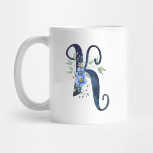 Floral Monogram K Wild Blue Flowers Mug